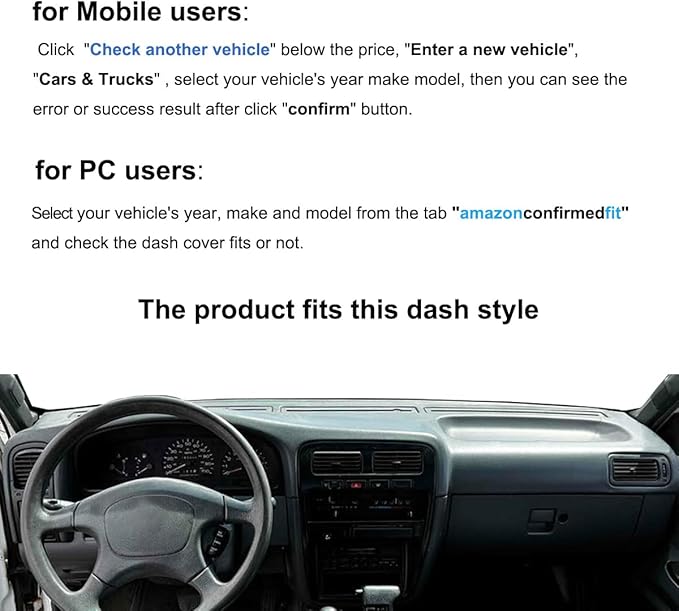 Dash Cover Mat Custom Fit for 1994-1997 Nissan Hardbody D21 Pickup Truck / 1994 1995 Pathfinder, Dashboard Cover Pad Carpet Protector F137 (Black)