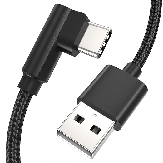 1FT 90 Degree USB C Cable Short, 3Pack Right Angle USB Type C Charger Cable Fast Charging, 3A USB A to USB C Nylon Braided Cord for iPhone 17 16 15 Pro Max Plus, Galaxy S24 S23,Note 20, Moto G, LG,PS5