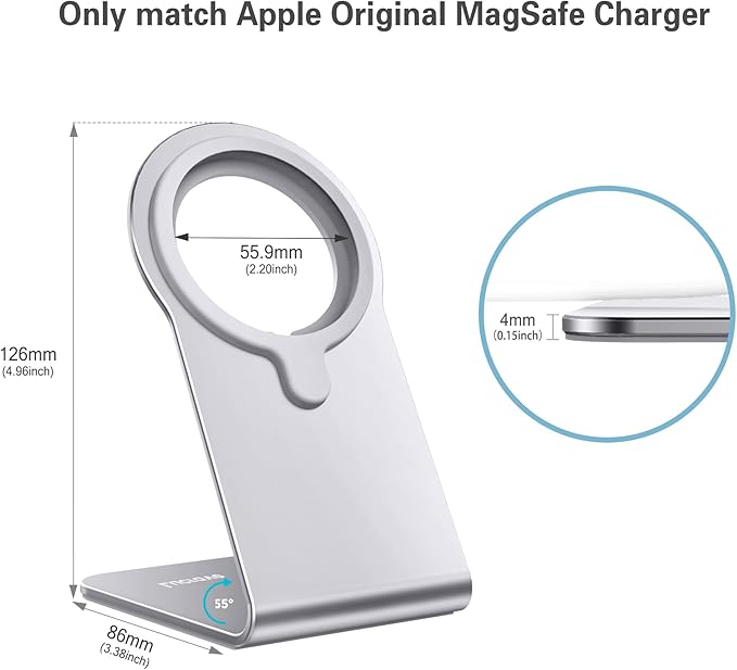 Stand for MagSafe Charger, CreaDream Aluminum Stand Holder for iPhone 16 15 14 13 12 Series, Magsafe Accessories Compatible with iPhone 16 15 14 13 12 Plus, Pro, Pro Max [MagSafe Charger Not Included]