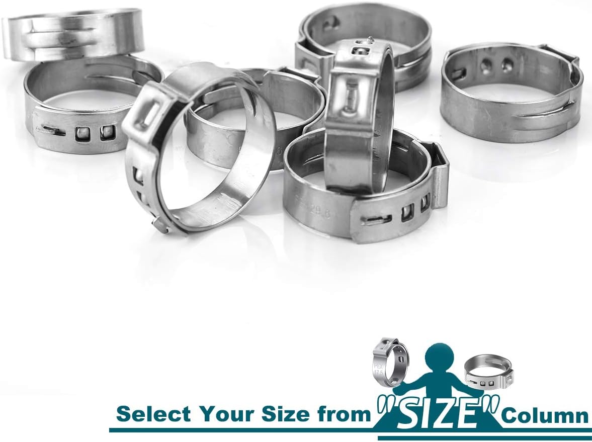 LOKMAN 50 Pack 1 Inch PEX Cinch Clamps, Stainless Steel Cinch Crimp Rings Pinch Clamps for PEX Tubing Pipe Fitting Connections (1 Inch)