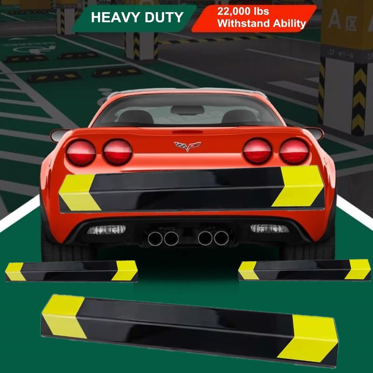 16" Heavy Duty Parking Aid for Garage, Car Parking Stopper for Garage 2 Pack, Parking Aids Protects Car, Parking Stopper Easy to Install (2 Pack 16" L x 1.25H)