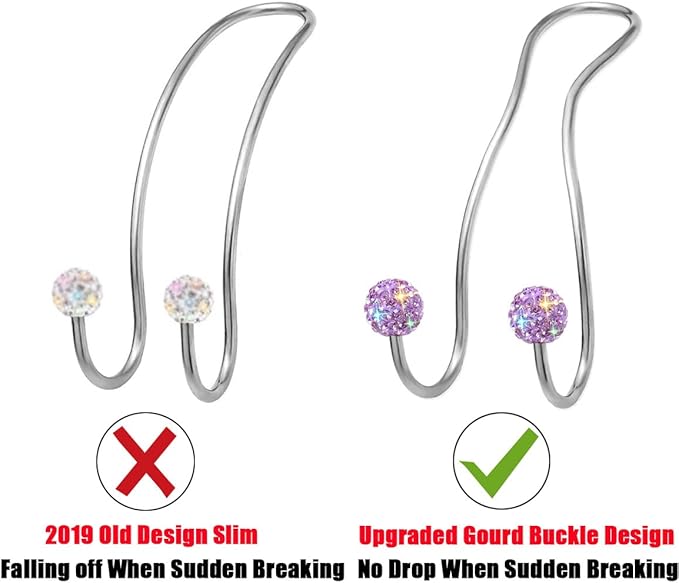 MTGOCHA Bling Purse Hook for Car Headrest, Upgraded Cute Car Seat Hooks for Bag Handbag, Durable Stainless Auto Purse Hanger Holder 2 Pack, Light Purple