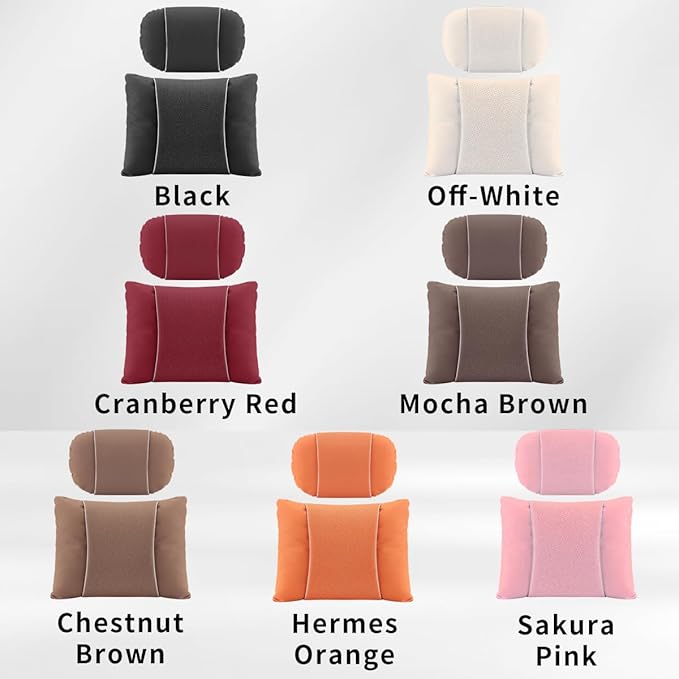 Car Headrest & Lumbar Support Set,Premium Skin-Feeling Napa Leather Soft and Comfortable Headrest,Car Seat Headrest Pillow Waist Support Car Interior Accessories for Driving Home Office