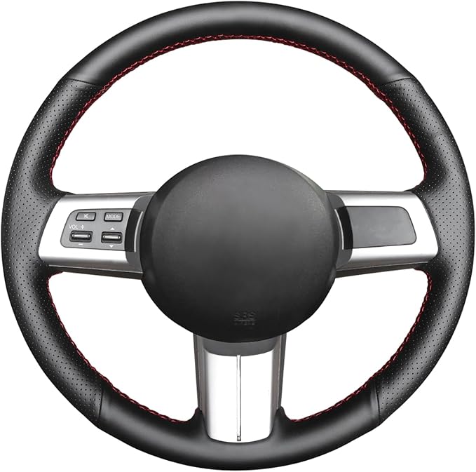 MEWANT Steering Wheel Wrap for Mazda MX-5 Miata 2006-2015 RX-8 2009-2011 CX-7 2007-2009 DIY Hand Sewing Black Artificial Leather