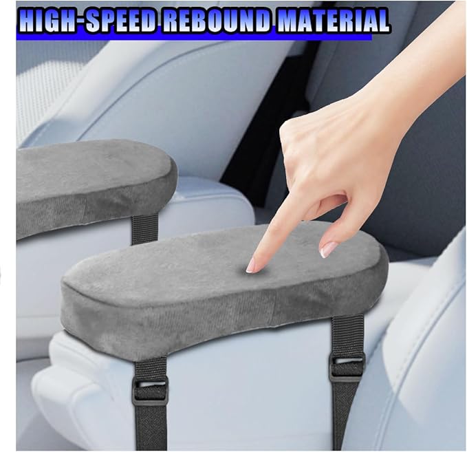 2PCS Car Elbow Pad Arm Rest Cover, Soft Armrest Cushion Pad for Arm Comfortable Support, Anti-Scratch Auto Armrest Pillow Protector, Universal Car Interior Accessory for Most Vehicles (Grey)