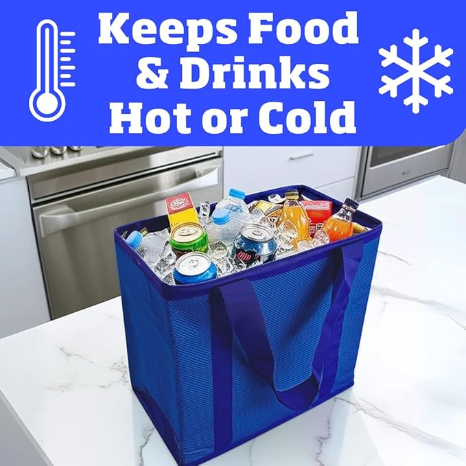 DURASACK Medium Insulated Food Delivery Bag – 13"x7"x13" Reusable Thermal Tote for Hot & Cold Meals – Portable, Foldable Meal Carrier for Takeout, Grocery, and Personal Use