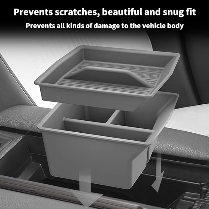 Center Console Organizer for Toyota Sienna 2021-2026 Armrest Box Secondary Tray Storage Silicone Armrest Box Insert Organizer (Gray)
