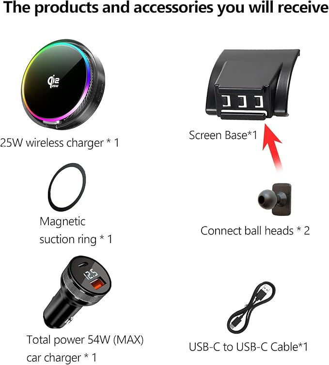 Qi2.2 25W Magnetic Car Mount Charger for Toyota FJ Cruiser 2007-2014 Accessories, for Fast Charging Cell Phone Holder Fixed Clip with Cooling Fan＆54W Fast Adapter