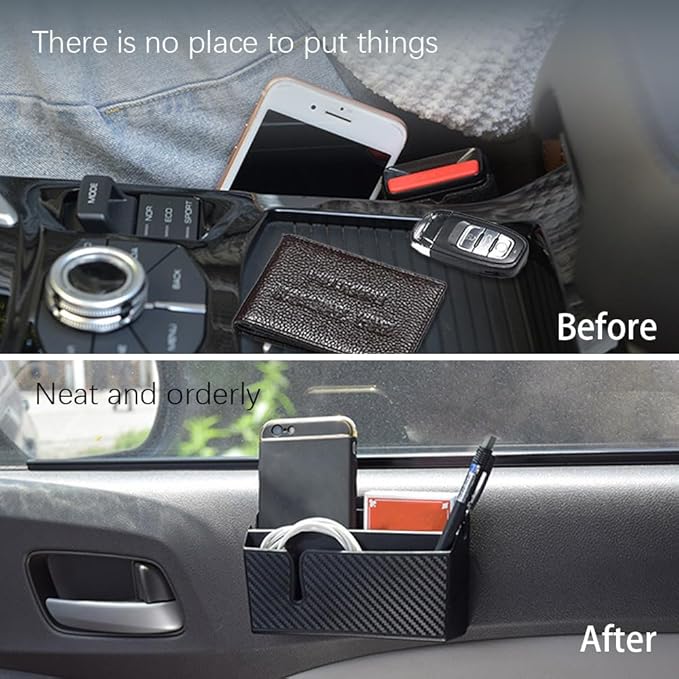 HAOBO Universal Car Storage Box, Car Storage Box for Mobile Phone, Multifunctional Auto Dashboard Pocket Organizer, Interior Accessories Carbon Fiber Car Pocket Organizer for Phone Key Pen Coin