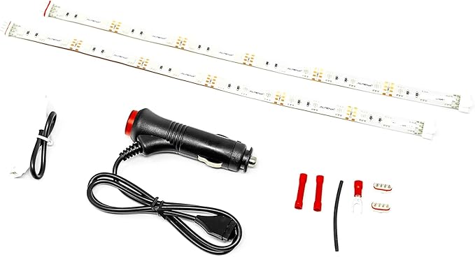 Alpena MAX LED Light Strip Starter Kit – EZ-Link Modular 12V Plug-and-Play Lighting for Cars & Trucks, Interior/Exterior Stick-On Light Bars, 2×12” Weatherproof Strips, Amber