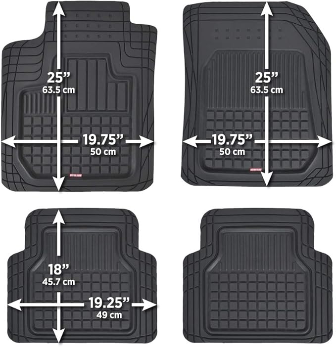 Motor Trend FlexTough Rubber Car Floor Mats with Cargo Trunk Liner, Trim to Fit Performance Plus Heavy Duty Liners for Auto SUV Truck Car Van, Thick & All Weather