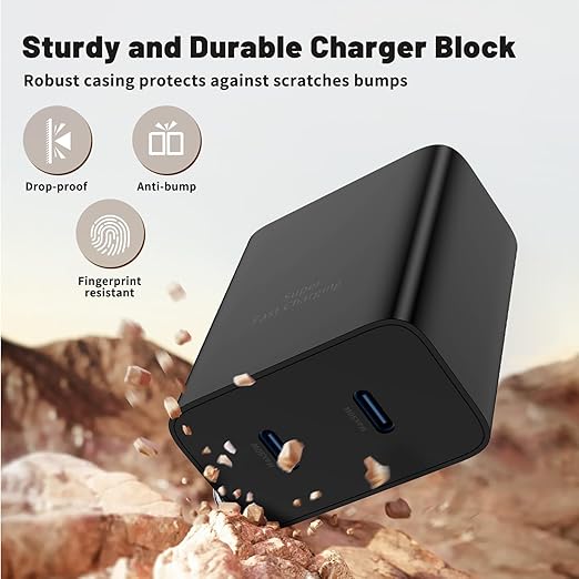 45W Dual Port Super Fast Charger with Long USB C to C Cable 10ft,Type C Wall Charger Block and Android Phone Charging Cord for Samsung Galaxy S26 Plus/S25 Ultra/S25+/S24+/S23+/S22+/S21/S20/Note 20/10+