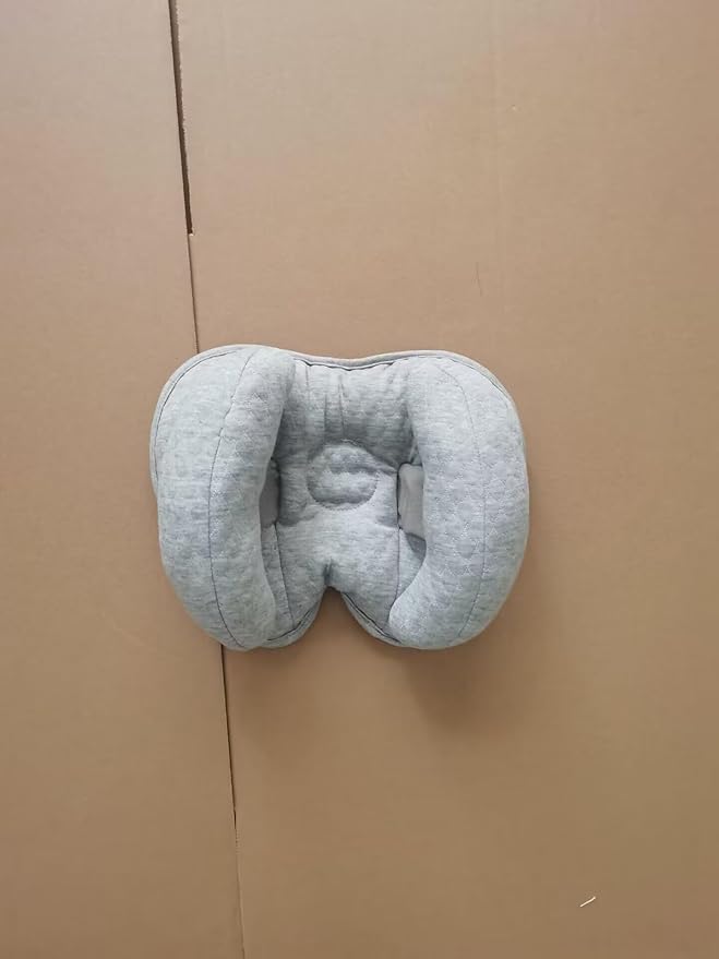 KAKIBLIN 2 in 1 Baby Head Pillow with Banana Neck Pillow for 3 Months to 1 Years Baby Travel Pillow for Stroller or Bed (Light Grey)