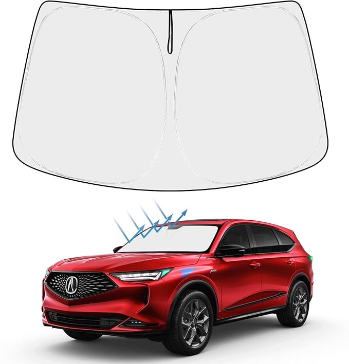 Proadsy Windshield Sun Shade for Acura MDX 2022-2025 2026 4-Layer Foldable Front Sunshade Protector Sun Visor Blocks UV Rays Keep Car Cooler Accessories