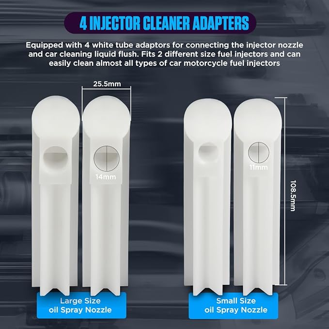 Fuel Injector Tester Cleaner Kit 8 Pulse Modes Injector Tester 2 Fuel Injectors Simultaneously Tester DIY Cleaning Tools with 40inch Power Cord,2 Injector Cleaner Adapter,Short Circuit Protection 12V