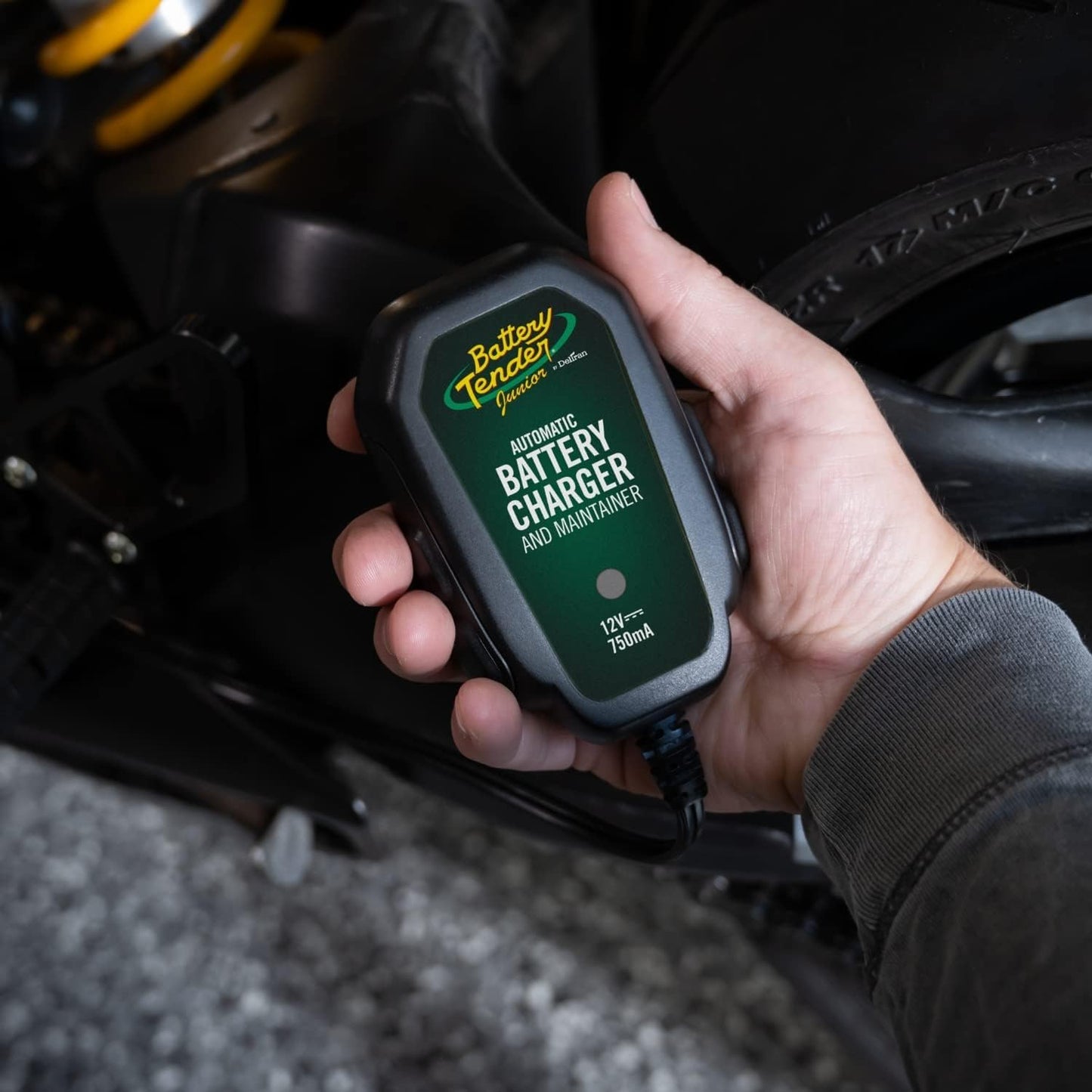 Battery Tender Junior 12V, 750mA Charger and Maintainer: Automatic 12V Powersports for Motorcycle, ATVs, and More - Smarter Than a Trickle Charger - 021-0123