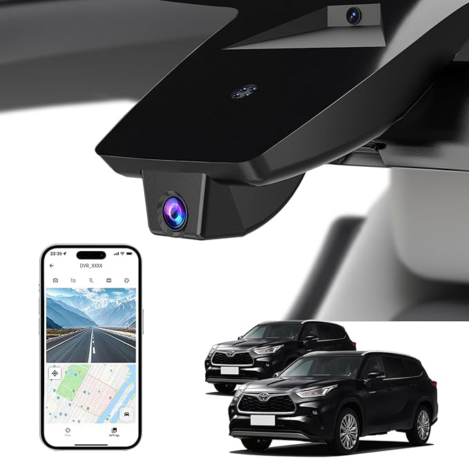 Front 4K Dash Cam for Toyota Highlander 2020-2026 L LE Limited XLE XSE Platinum UX70 (Gen4),OEM Factory Look,WiFi & APP,G-Sensor, Loop Recording,Plug & Play,64GB Card