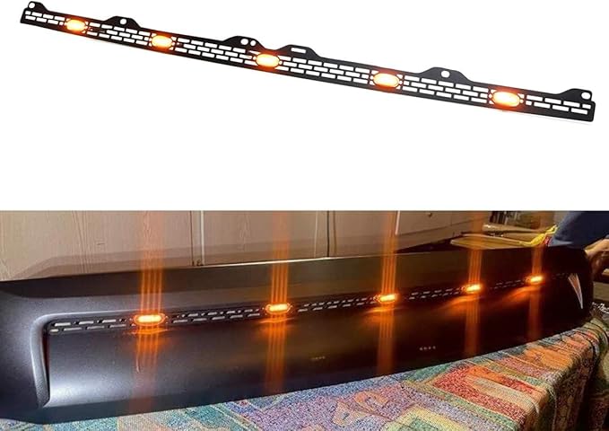 iJDMTOY Clear Lens Amber Yellow Full LED Front Upper Hood Bulge Insert Replacement Lighting Kit Compatible with Toyota 2014-2021 Tundra