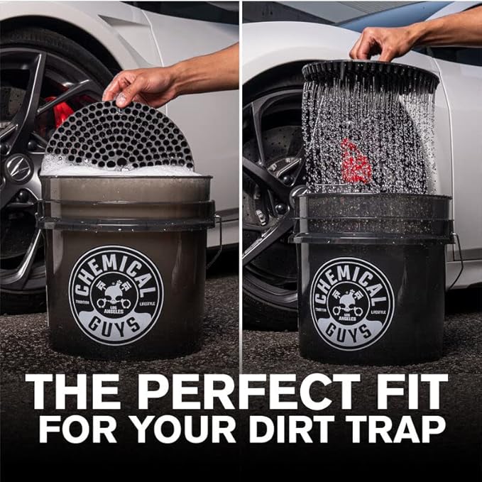 Chemical Guys Heavy Duty Detailing Bucket with Lid 4.25 Gallon Smoked Black Wash Bucket for Car Wash Soap Storage Interior and Exterior Detailing Garage Organization
