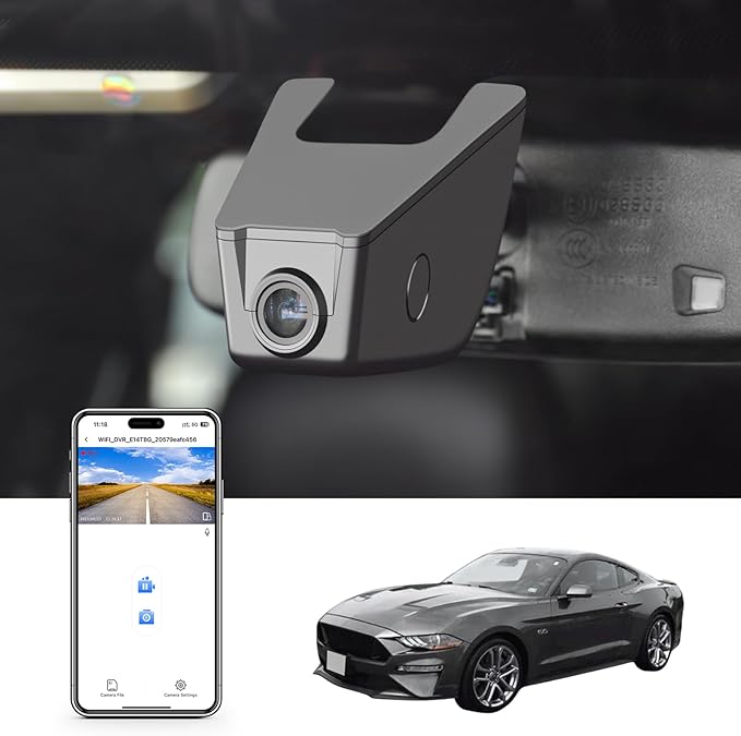 Mangoal 4K Dash Cam Fit for Ford Mustang S550 2015-2021(No a Big Cover), EcoBoost Premium GT Premiun Bullitt V6(Model B), Does Not Fit Ford Mustang S650 2024, WiFi & App, 64GB Card