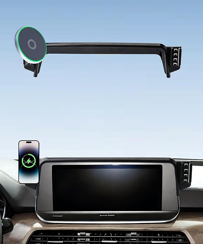 Car Phone Holder for KIA Telluride 2019 2020 2021 2022 Accessories 15W MagSafe Fast Wireless Charger Cell Phone Mount Apply to 10.25 Inch Touch Screen Fixed Clip 360° Rotation