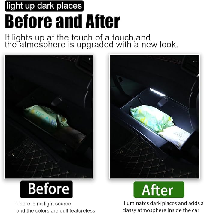 2PCS Wireless Car Interior LED Lights USB Rechargeable Car LED Touch Light with 6 Super Bright LED Lamp Beads Car Interior Ambient Light Universal Vehicle Accessories for Car Decor