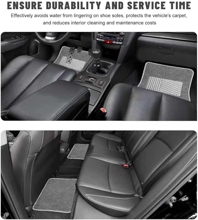 Sun Walker 4 PCS Car Floor Mats, Waterproof Anti-Slip Front & Rear Car Carpets with Driver Heel Pad, All Weather Floor Protective Pads Universal for SUVs Trucks Sedans Vans (Gray)
