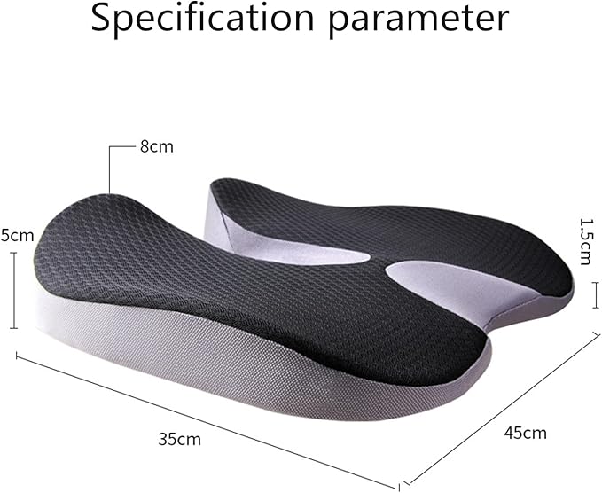 Car Seat Cushion for Long Driving, Ergonomic Memory Foam Seat Cushion, Car Seat Cushion for Back Pain and Lumbar Support Non Slip and Easy Clean for Driving Gaming Chair and Travel C Black