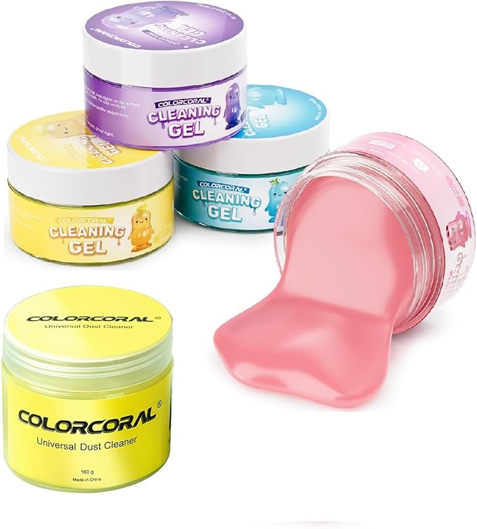 Car Cleaning Gel Reusable 5pack - Dust Cleaning Putty Keyboard Slime for Car Interior Air Vent Cleaner Gel, Auto Cleanings Gadgets Accessories,Christmas stocking stuffers for Men Women,560gg