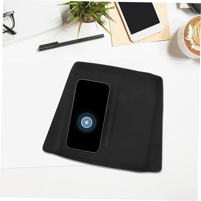 BESTOYARD Center Console -Skid Cordless Charging Pad for Silicone Charger Mat for Secure Phone Charging Car Interior