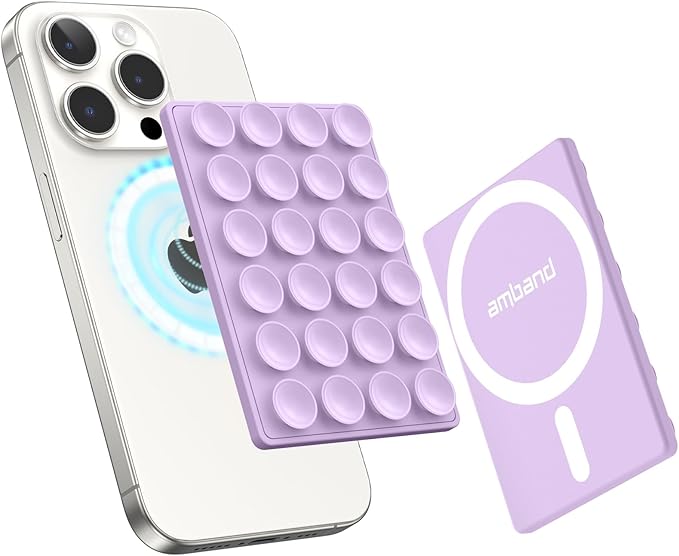 amBand ASMR Stuff Silicone Suction Phone Mount, Stable Hands-Free Sticky Holder for iPhone, Cute Aesthetic Gear for TikTok Influencers & ASMR Content Creator, Lilac Purple