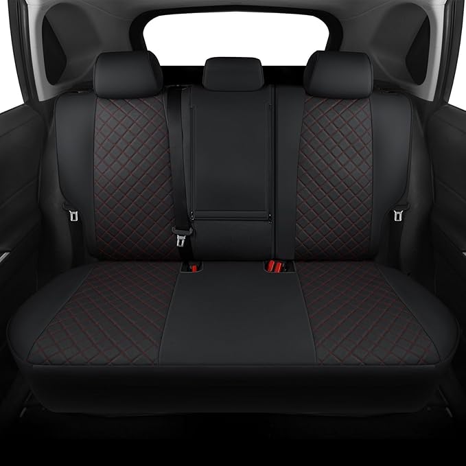 GIANT PANDA Customized Full Set Car Seat Covers Fit for Toyota Rav4 2019 2020 2021 2022 2023 2024 2025 Rav 4 Hybrid(XLE/LE/XLE Premium/Limited),Front & Rear/Back Seat Covers, Faux Leather (Black+Red)