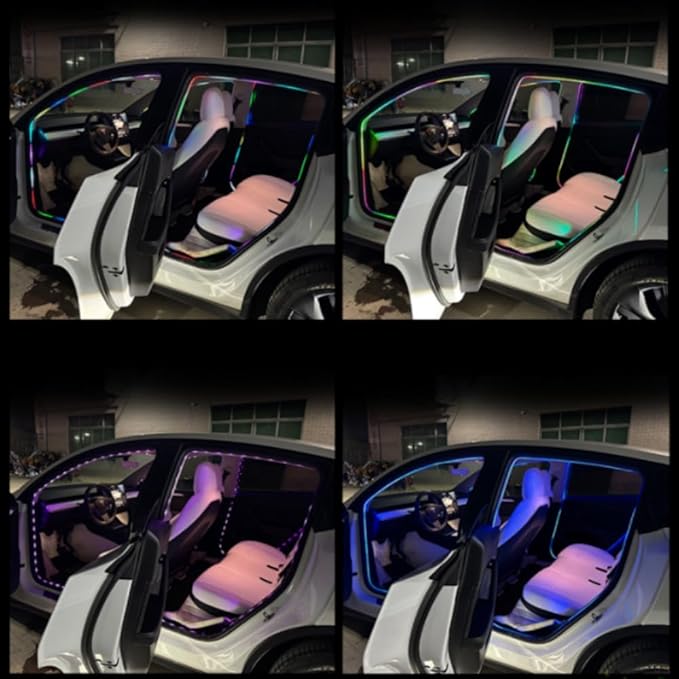 4 in 1 137.8 inch Car Door Frame Ambient Light LED Symphony RGB Atmosphere Decoration Lamp App Control USB Plug Acrylic Strip