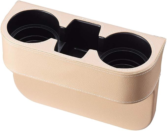 BEIGE Multifunctional Car Cup Holder Car Seat Organizer Gap Filler Bottle Phone Storage Organizer