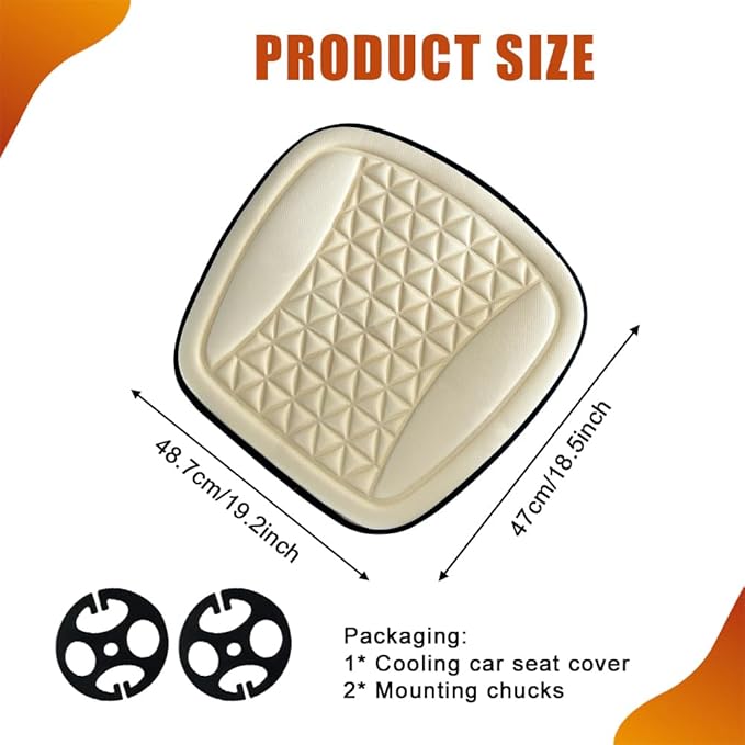 Seat Covers for Cars, Car Seat Cooling Pad, Comfortable Breathable Front Vehicle Cover Cooling Pad, Automotive Accessories Anti-Slip Ventilated Auto Protectors Universal for SUV Truck (Beige)