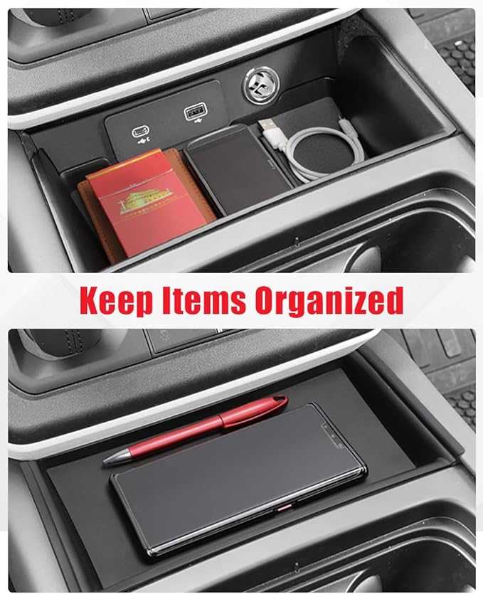 3PCS Center Console Organizer Compatible with 2020-2024 Land Rover Defender 90 110 130 (ONLY for Refrigerator Version) Armrest Storage Box Insert Tray Sets Interior Accessories