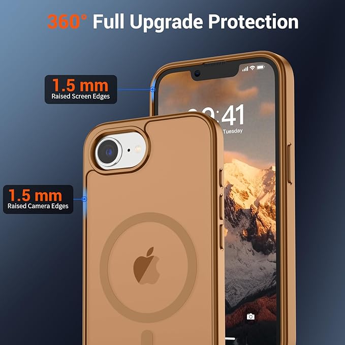 SUPFINE Magnetic for iPhone 17e Case/iPhone 16e Case (Compatible with MagSafe)(Military Grade Drop Protection) Slim Translucent Matte Shockproof with Anti-Fingerprint Phone Case,Brown
