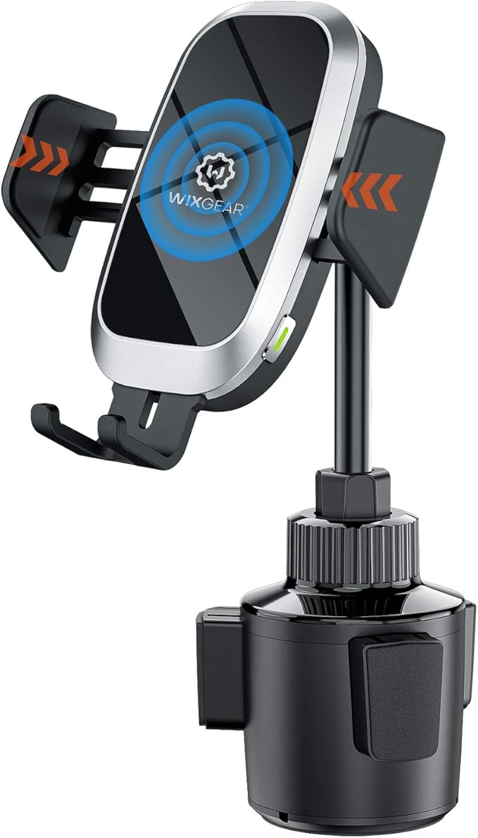 WixGear Wireless Car Charger, Auto-Clamping Fast Wireless Car Charger, Cup Phone Holder for Car, 10W Qi Fast Charging Compatible iPhone 11, Xs/MAX/XS/XR/X/8/, Samsung S10/S9/S8 Full Automatic Arms