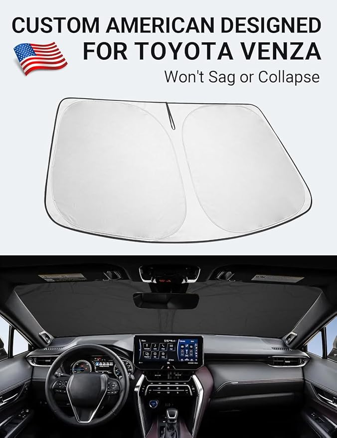Proadsy 2026 Upgrade Front Windshield Sun Shade Foldable Sunshade Protector Custom Fit 2021-2024 Venza, LE, XLE, Limited, SUV Accessories