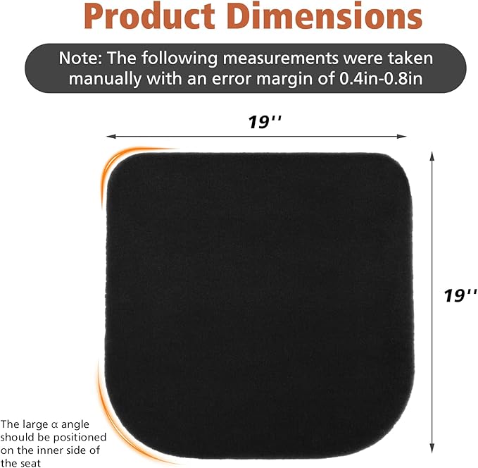 Genuine Wool Car Seat Cushion, Australian Soft Wool Auto Seat Pad Breathable and Sweat-Wicking Comfort Warm Universal Fit, 19.7''x19.7'' for Car Seats, Office Chairs, Home (Black)