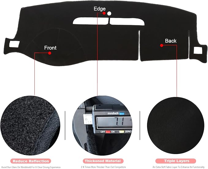 Dash Cover Mat Fit for 2007-2014 Chevy Tahoe Avalanche Suburban GMC Yukon/2007-2013 Silverado LTZ GMC Sierra SLT,Dashboard Cover Carpet Pad w/o Dash Speaker (Black)
