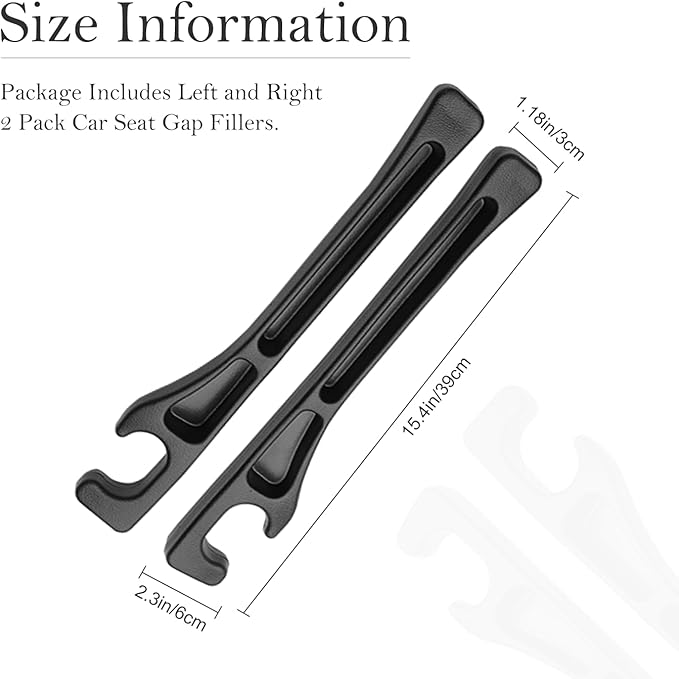 Car Seat Gap Filler 2-Pack, Universal Elastic Soft Foam Seat Gap Plug – Fills Gap Between Seat & Console, Drop-Proof Guard for Phones, Keys & Cards, Fits Cars, SUVs, Trucks & Sedans