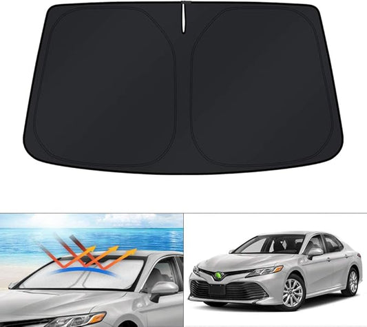 KUST Windshield Sun Shade for 2018-2023 2024 Toyota Camry LE XLE Hybrid SE XSE Sedan Accessories Custom Fit Sunshade Foldable Sun Visor Protector Block UV Rays Keep Your Car Cooler