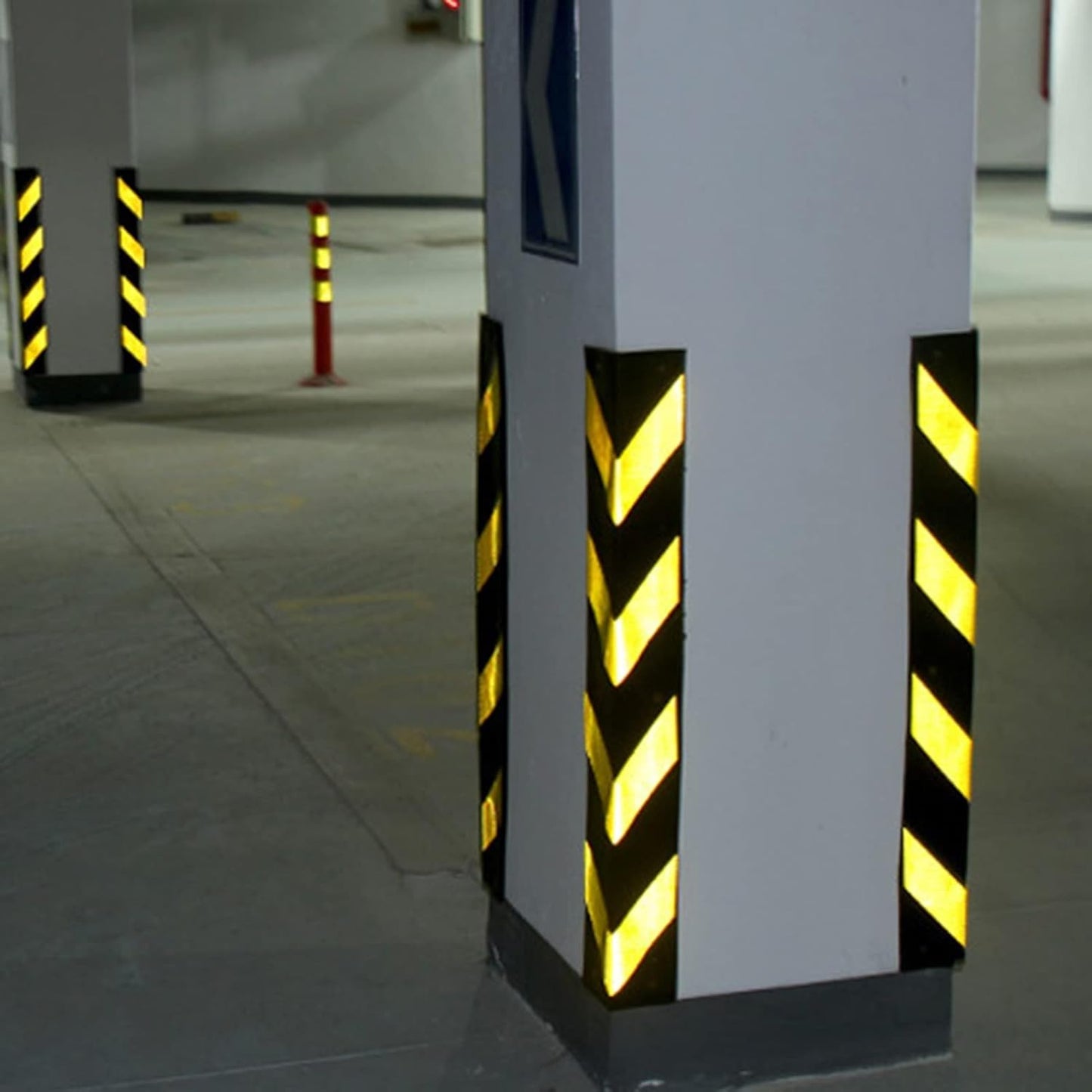 XPLKQXE Reflective Rubber Wall Corner Guard, Rubber Wall Protector Corner Protector, for Parking Protection Car Corner Guardrail Post (Color : Black+Yellow, Size : 1pcs)