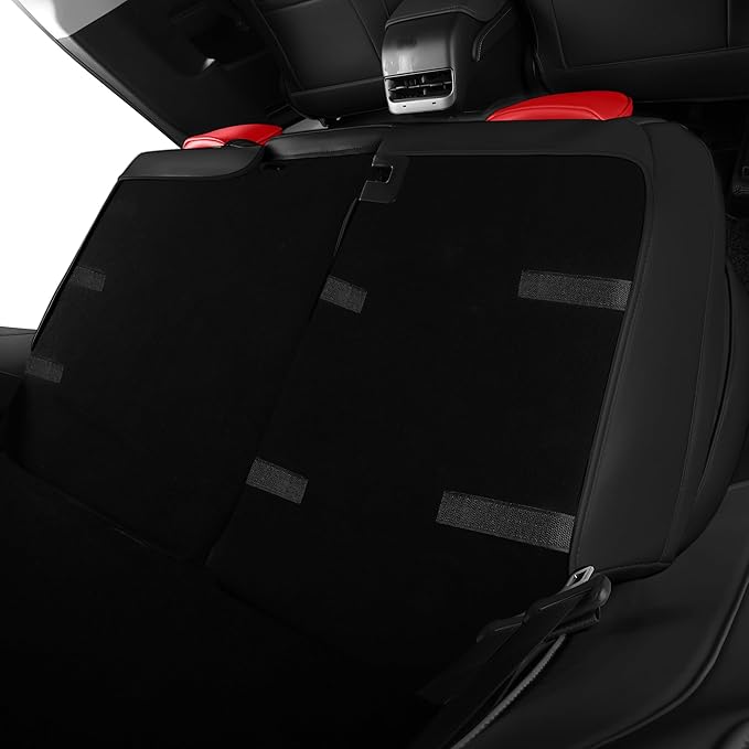 Seat Cover for Tesla Model 3 2017 2018 2019 2020 2021 2022 2023 Custom Fit Leather Car Interior Seat Cushion Cover Compatible Airbag Full Set (Red+Black-3)