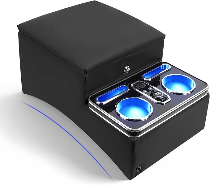 Center Console, Universal Front Bench Seat Consoles, Truck Seat Organizer and Storage, Center Console for Truck & Minivan & Car& SUV Cab Front Seat Bench Seat Storage Box (Locking)