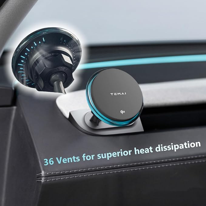Persevere for Tesla Phone Mount Model 3 Highland 2024-2025 & Model Y Juniper 2025, 15W Qi2 Wireless Charger Strong Magnetic Holder, Fixed Driver Left Air Vent for 4-6.9" Smartphones, Anti-Slip