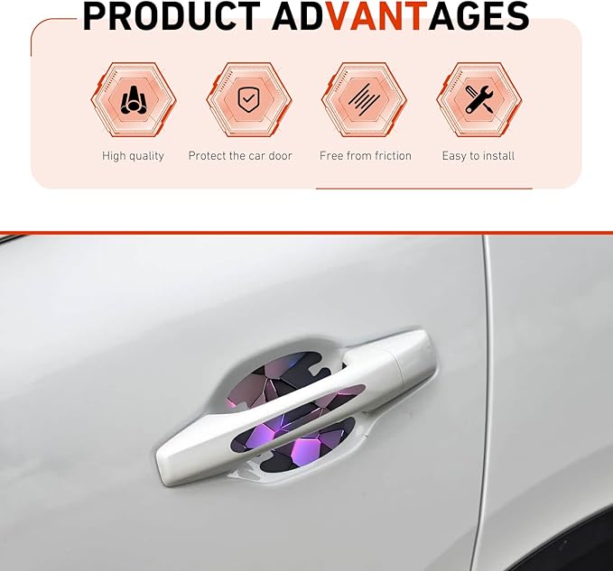 8 PCS Car Door Handle Scratch Protectors, Scratch-Proof Door Cup Protectors, Automotive Door Handle Paint Protective Film, Universal for Most Cars (Style 3)