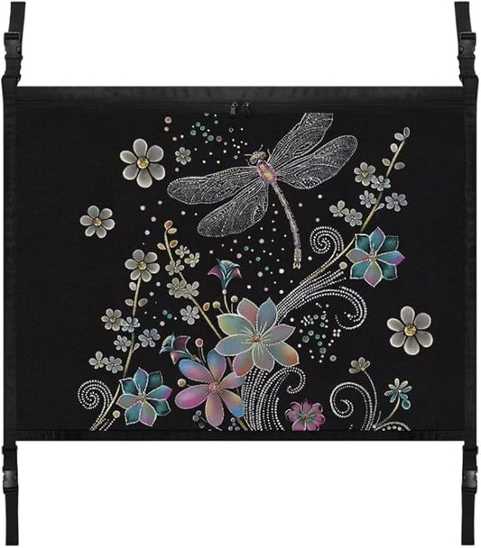 Car Roof Storage Bag Dragonfly Flower Print Car Organizer for Car Seat Premium Car Seat Organizer One Size Car Travel Accessories Suitable for Cars, SUVs
