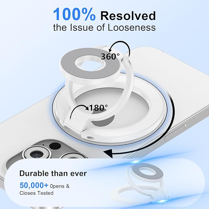 Magnetic Phone Grip Stand for iPhone 17/16e/16/15/14/13/12 Pro Max, Double Adjustable Gym Finger Ring Grip MagSafe Ring Holder with Kickstand for Samsung Galaxy S26 Ultra/S26/S25 Ultra/S25 Plus/S25 FE